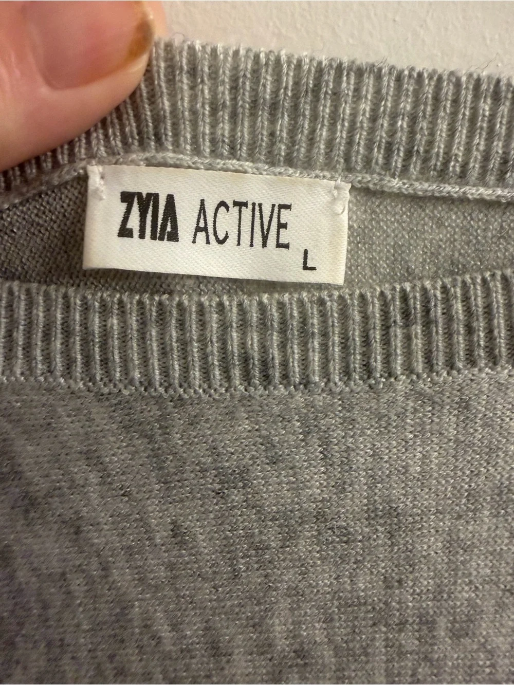 Light Gray Colorblock Zyia Active  Sweater with Mustard Panel